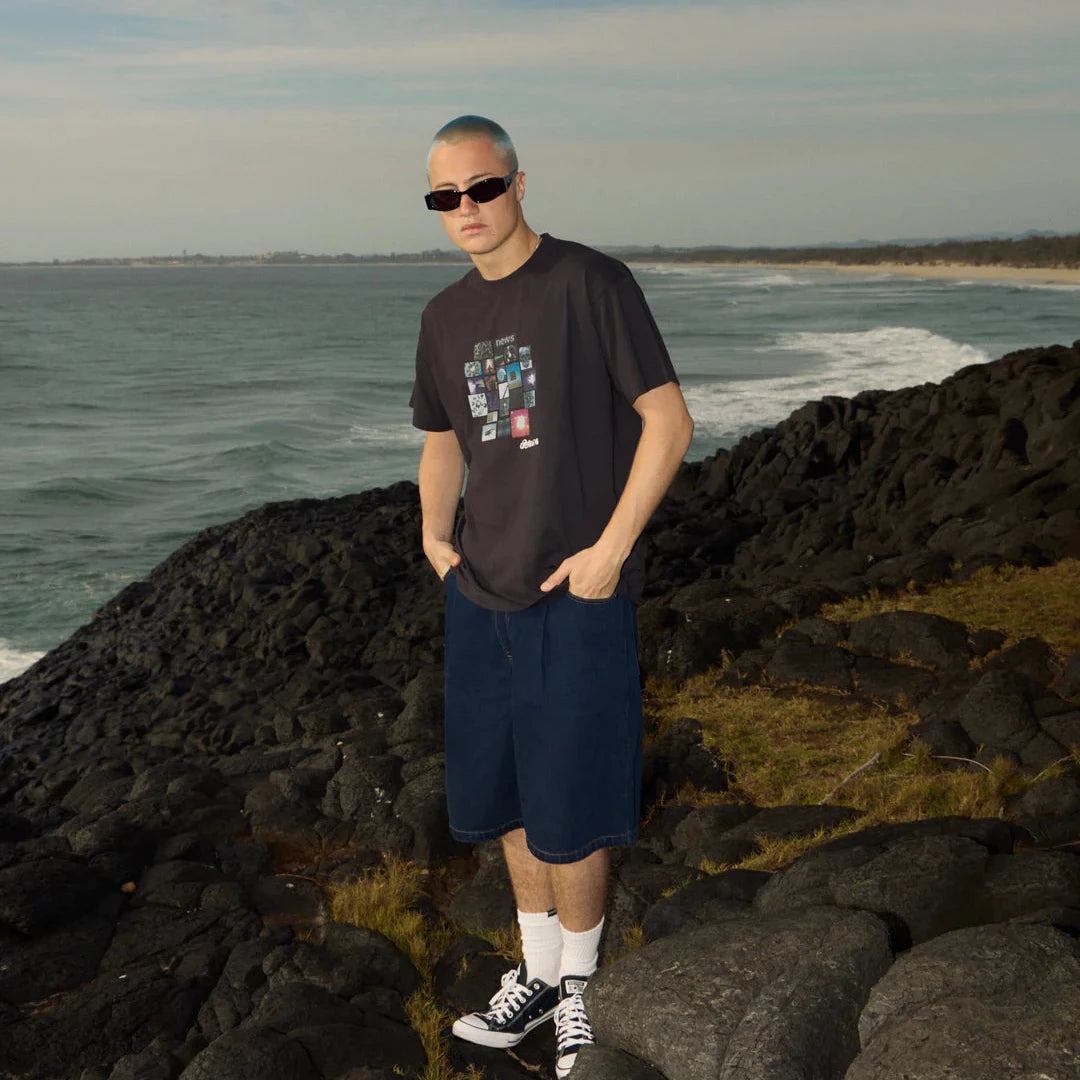 Framed Recycled Boxy Fit Tee - Stone Black