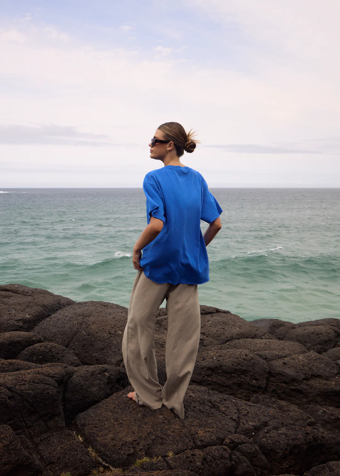 Sunbake Hemp Oversized Tee - Marina