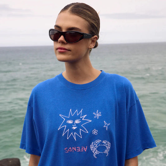 Sunbake Hemp Oversized Tee - Marina