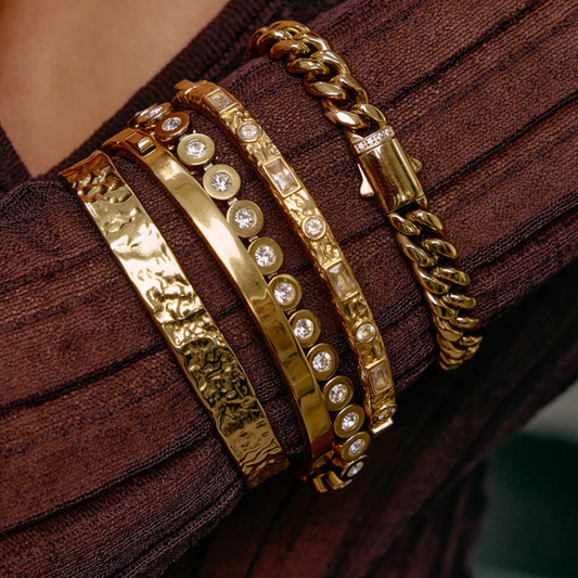 Melrose Gold Cuff Bracelet - Stone
