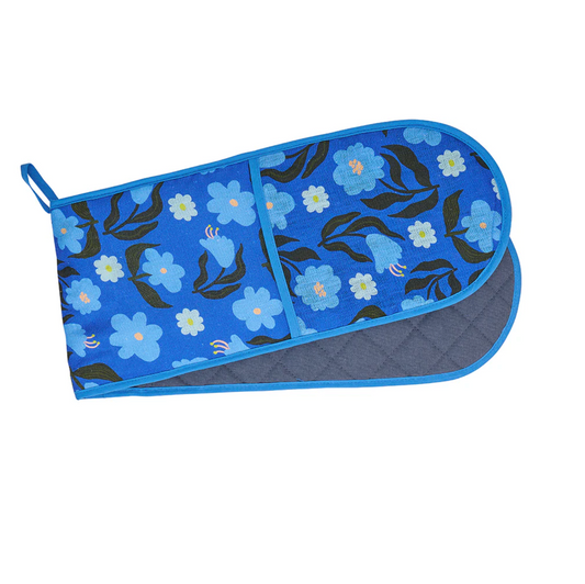 Linen Double Mitt - Nocturnal Blooms