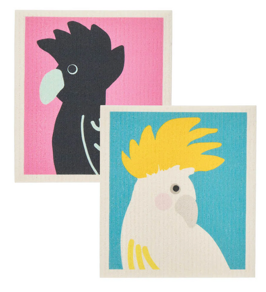 Swedish Style Dish Clothes - Cockatoo and Black Cockatoo