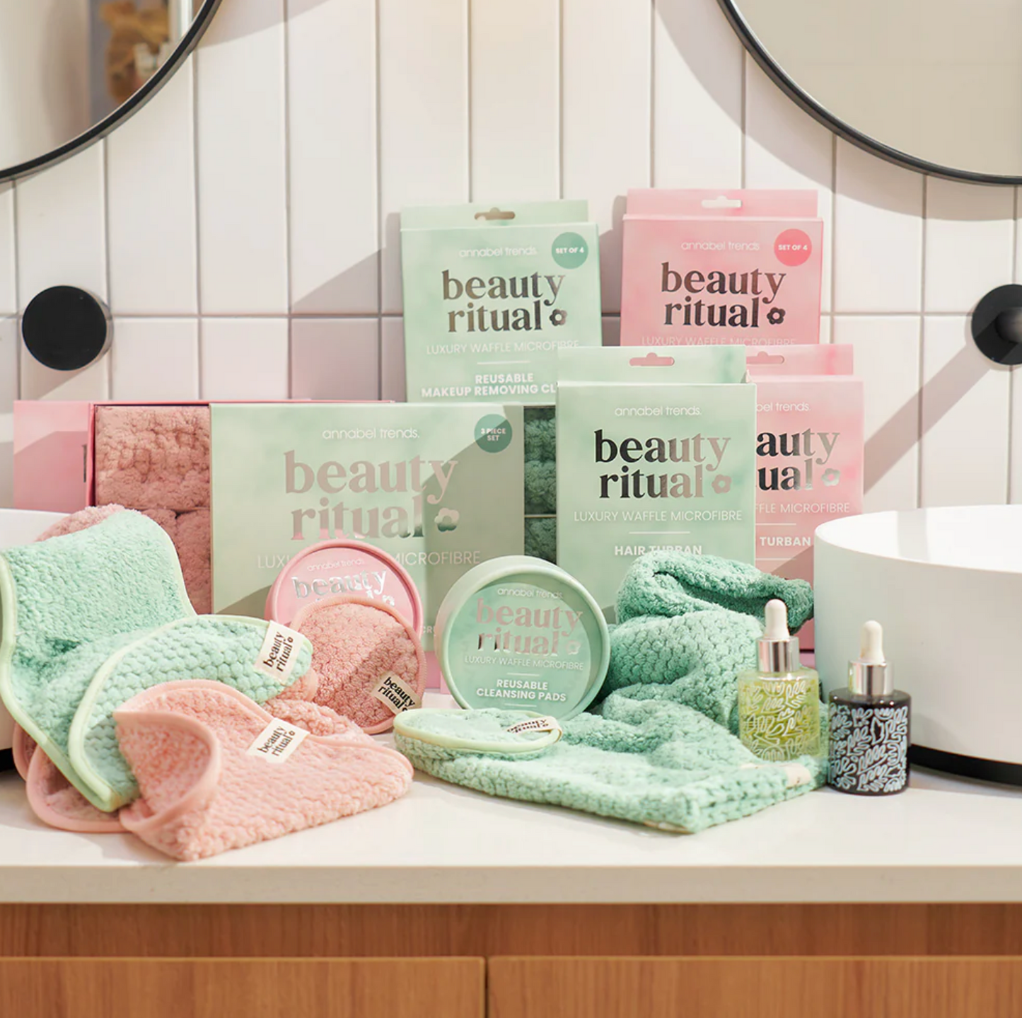 Beauty Ritual Luxury Waffle Cleansing Pads 4pc - Moss