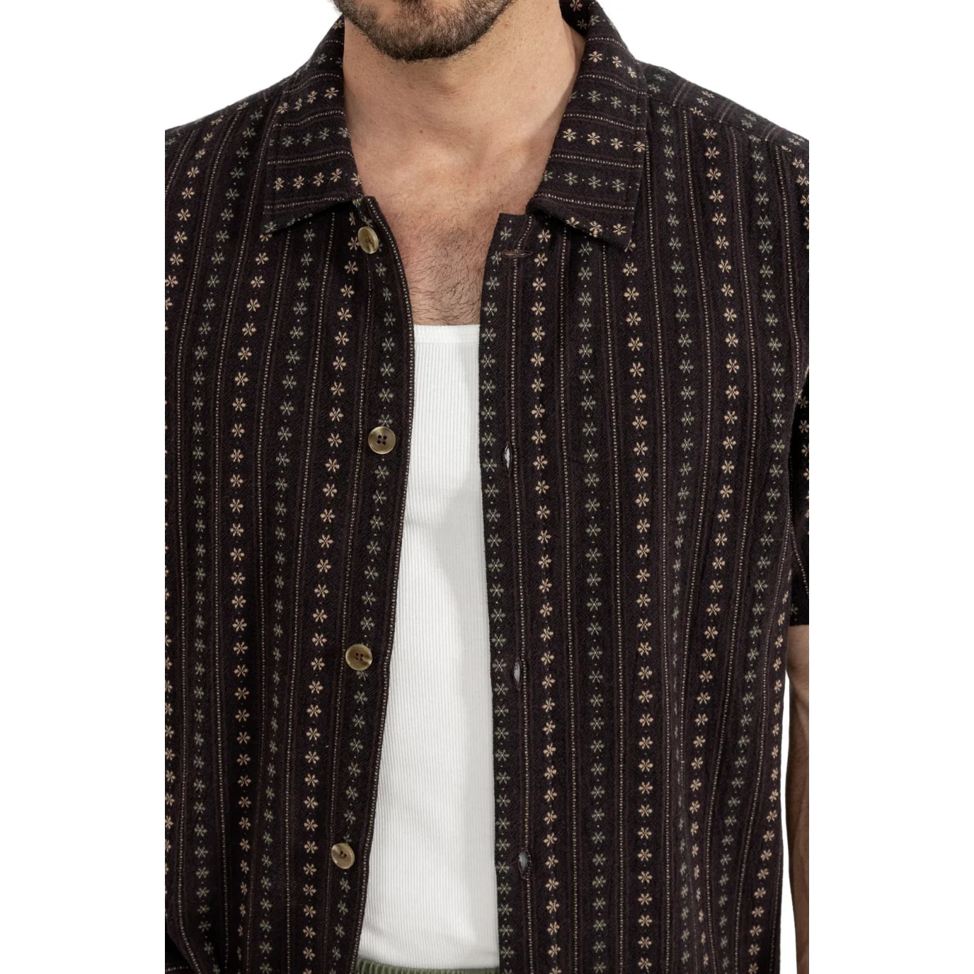 Dakota Stripe SS Shirt - Chocolate