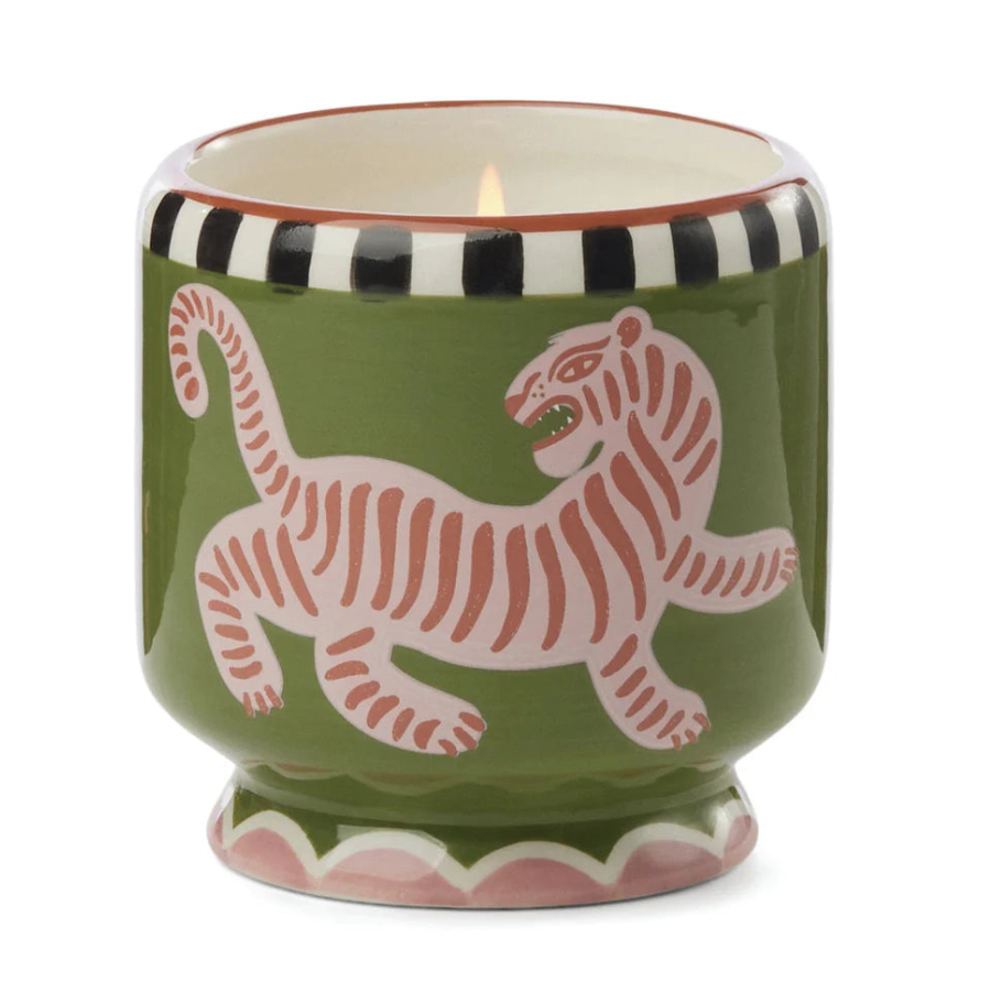 Adopo Tiger Ceramic Candle - Black Cedar and Fig 8oz