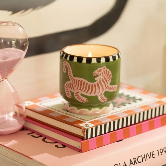 Adopo Tiger Ceramic Candle - Black Cedar and Fig 8oz