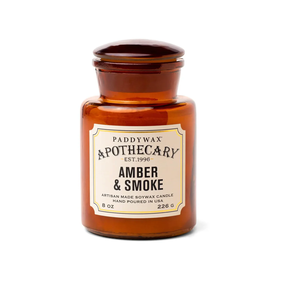 Apothecary Glass Candle 8oz - Amber and Smoke