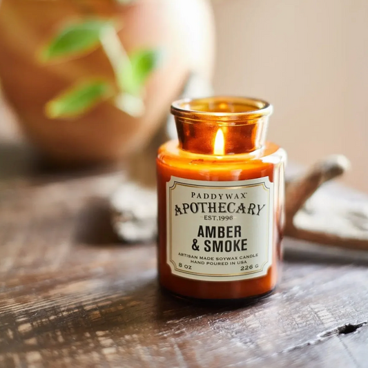 Apothecary Glass Candle 8oz - Amber and Smoke