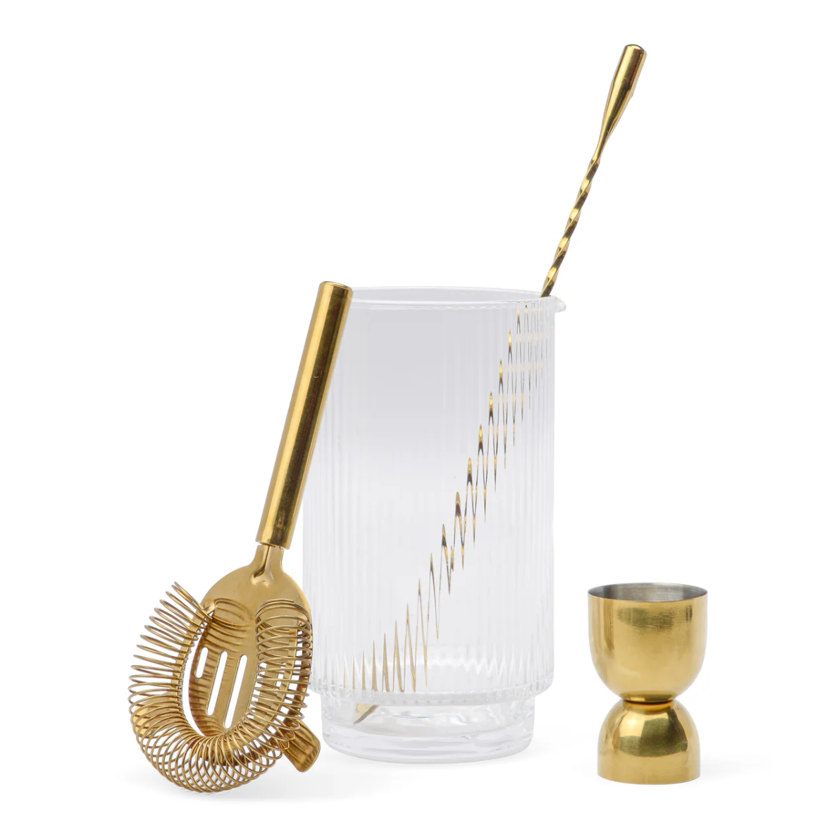 The Henley Bar Tool Set - Jigger. Strainer, Spoon, and Beaker