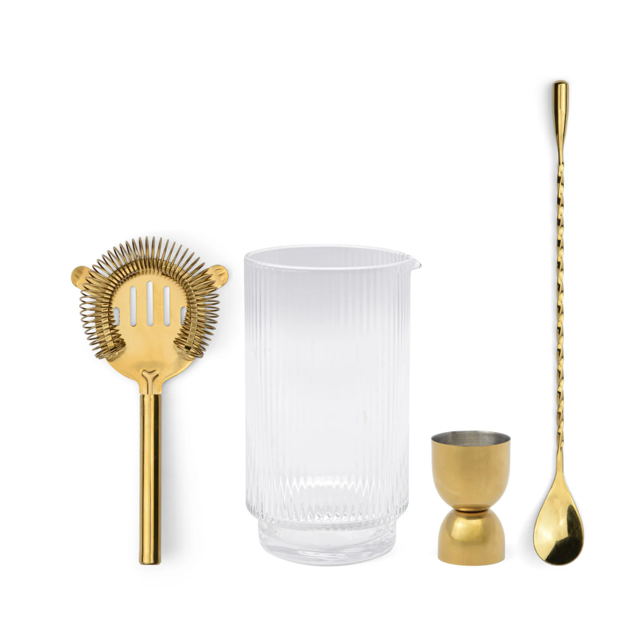 The Henley Bar Tool Set - Jigger. Strainer, Spoon, and Beaker