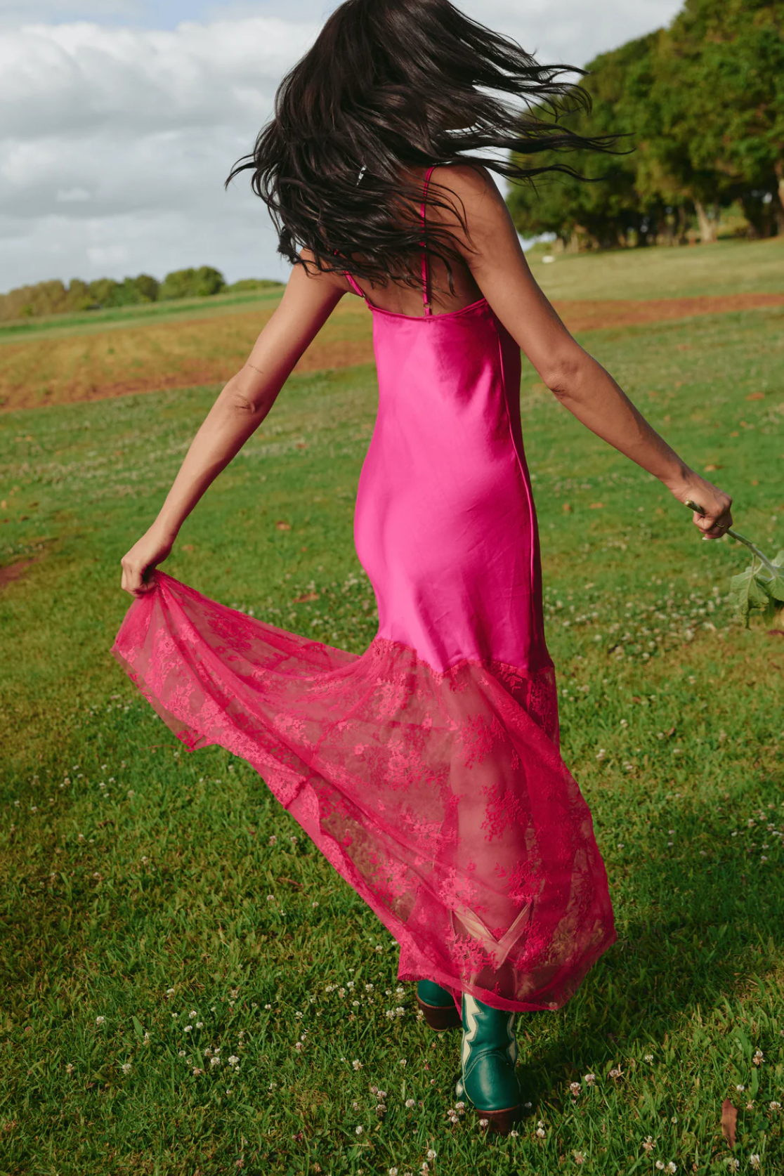The Lace Maxi Dress - Pink