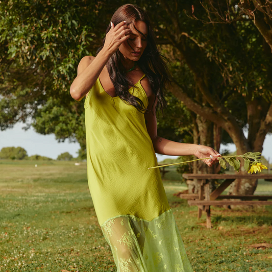 The Lace Maxi Dress - Chartreuse