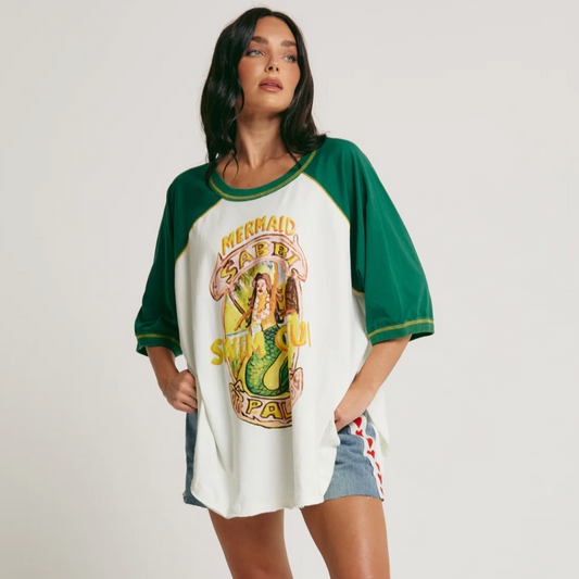 The Raglan Mermaid Swim Club Tee - Green