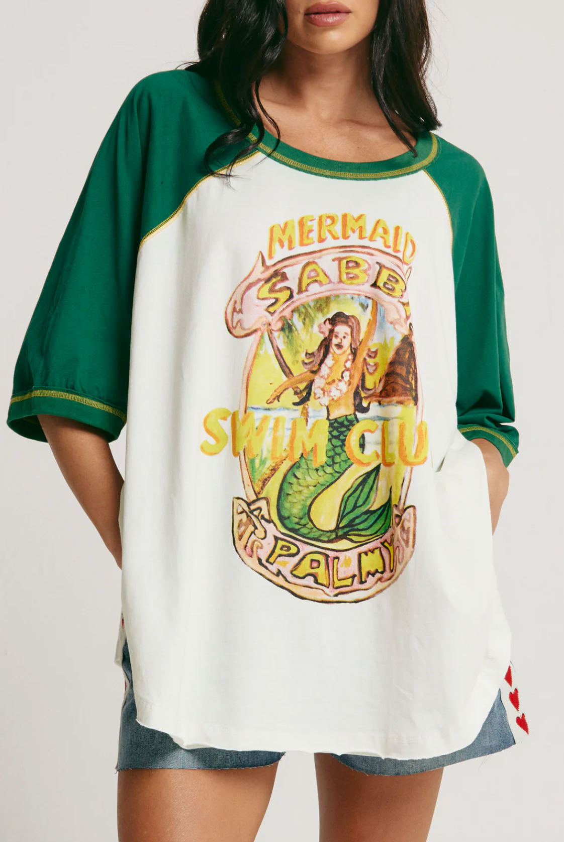 The Raglan Mermaid Swim Club Tee - Green