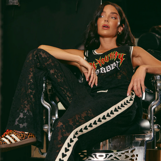 The Raving Hearts Lace Pants - Black