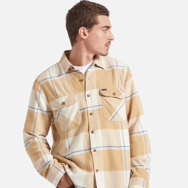 Bowery Flannel - White Cap / Sand / Cyber Blue
