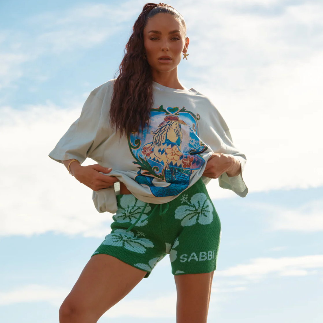 The Hibiscus Knit Bike Short - Green