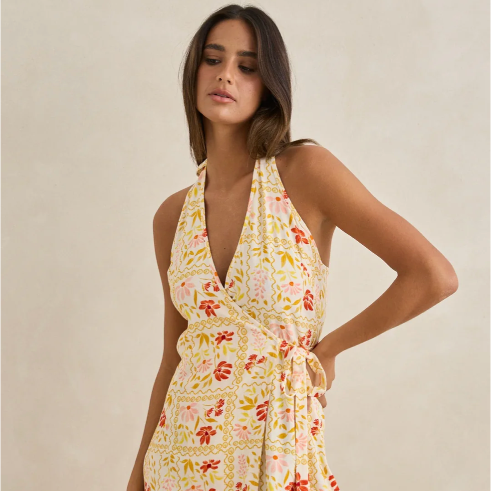 Wildflower Wrap Mini Dress - White