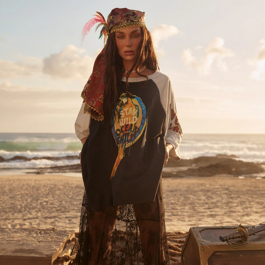 The Stay Wild Raglan Tee - Black