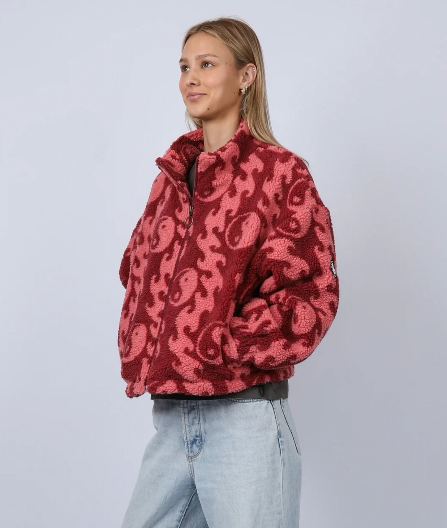 Wave Sherpa Fleece - Ruby