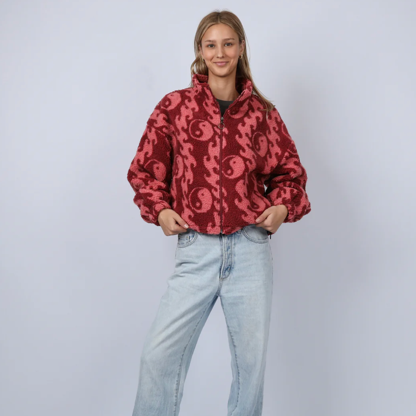 Wave Sherpa Fleece - Ruby