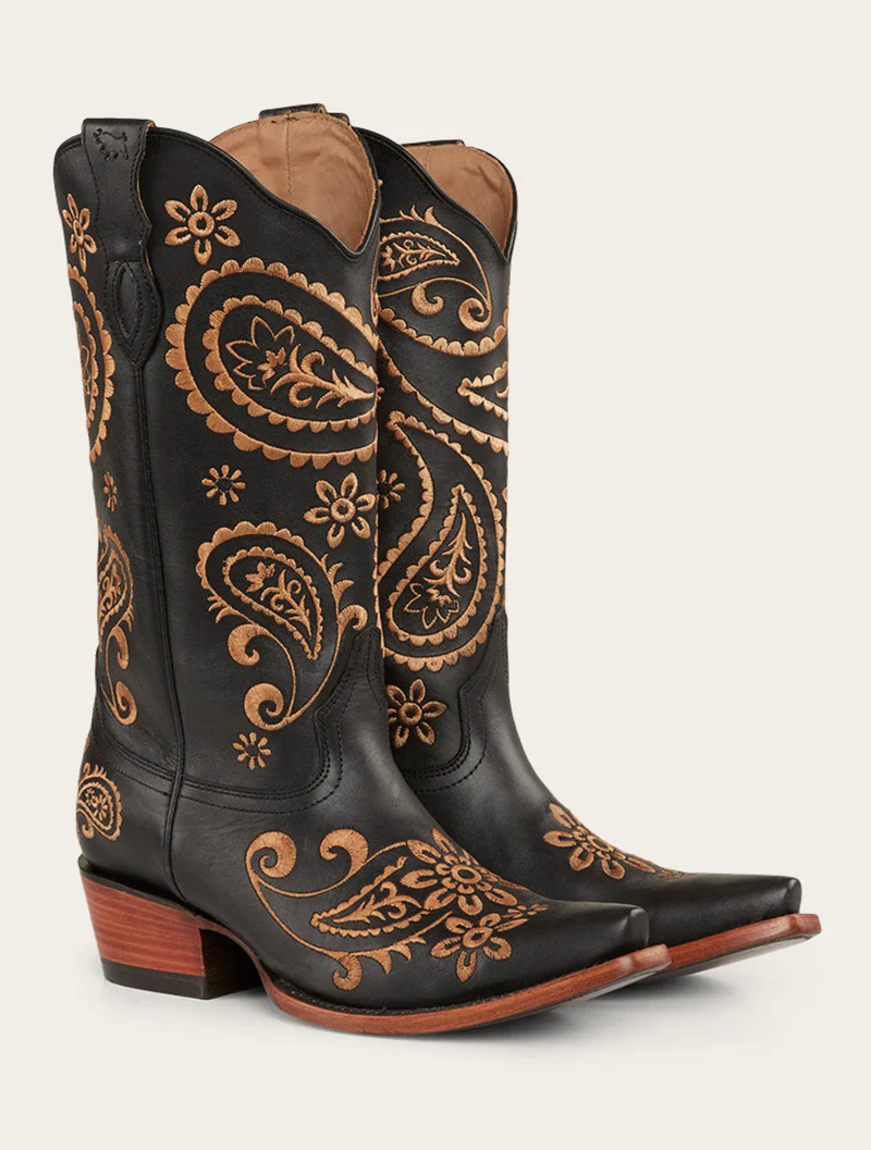 Olivia Women's Cuban Heel Western Boot - Black / Stone