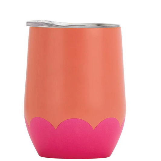 Wine Tumbler Stainless Wave - Orange Hot Pink