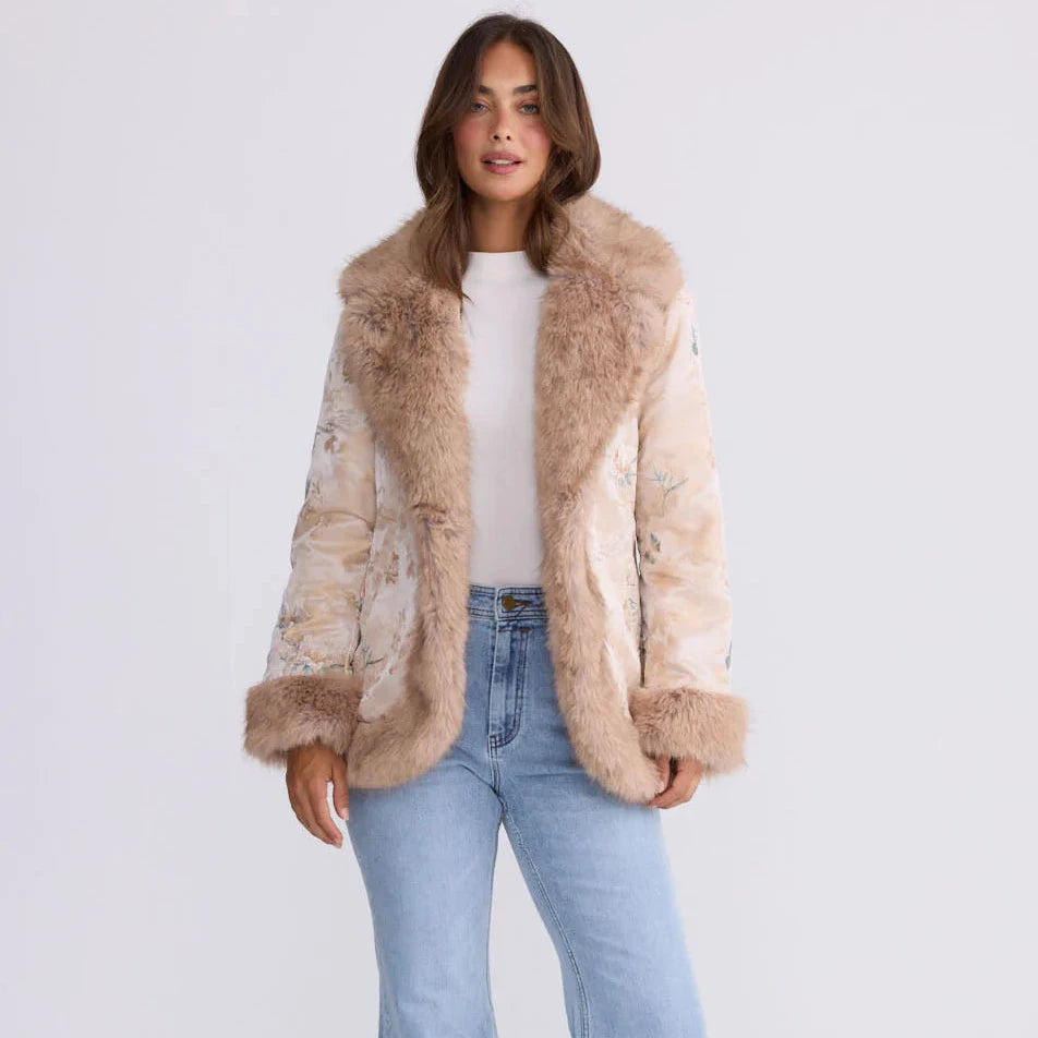 Gisele Fur Coat - Antique Floral