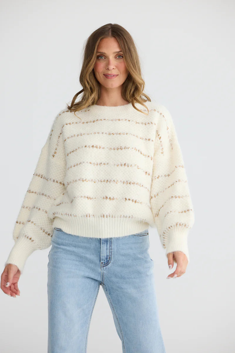 Tula Knit - Off White Stripe