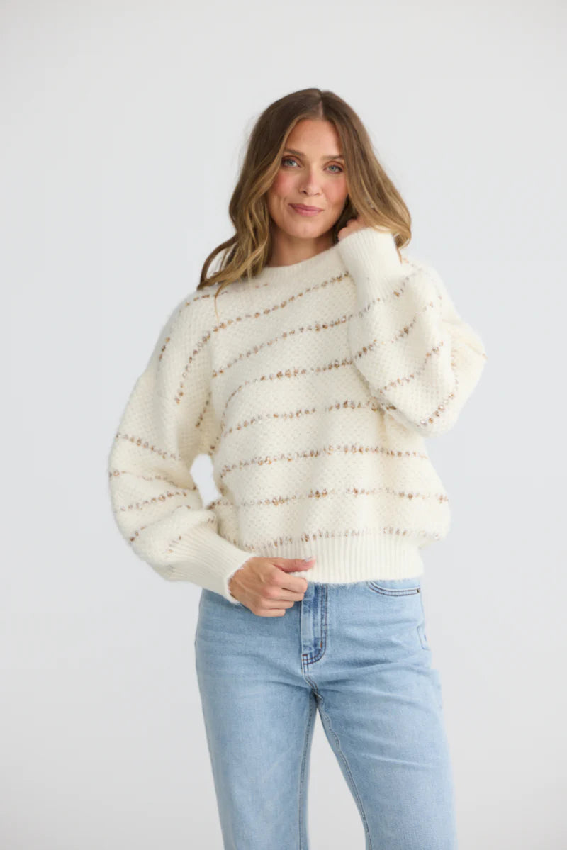 Tula Knit - Off White Stripe