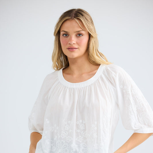 Talisman Thistle Top - White