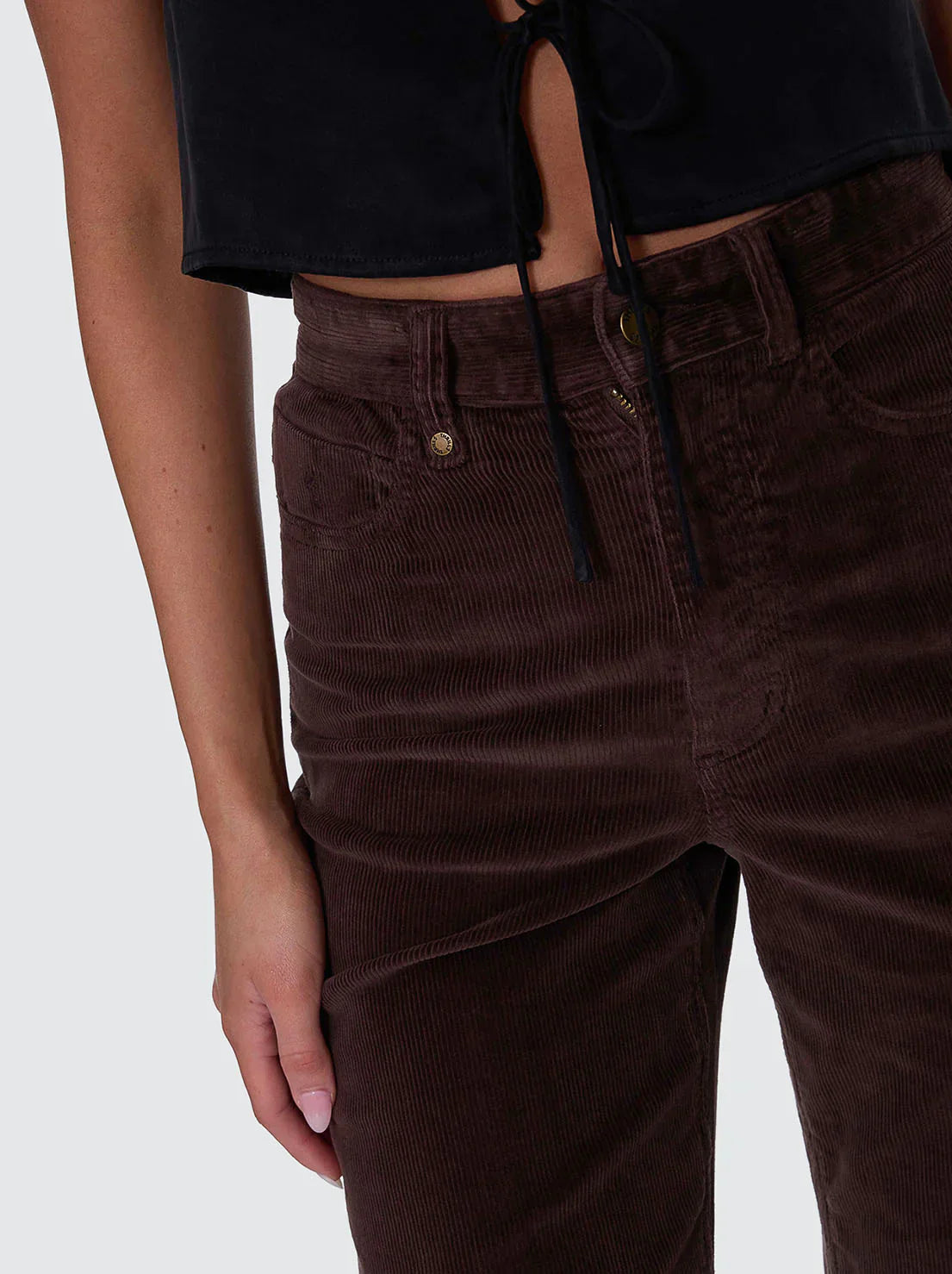 Holly High Rise Stretch Wide Cord Pant - Bitter Chocolate