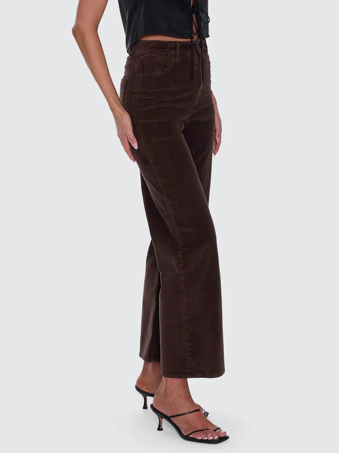Holly High Rise Stretch Wide Cord Pant - Bitter Chocolate