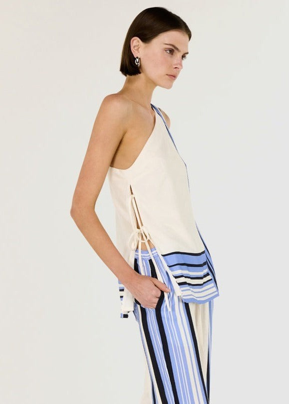 Amari One Shoulder Top - Spliced Stripe