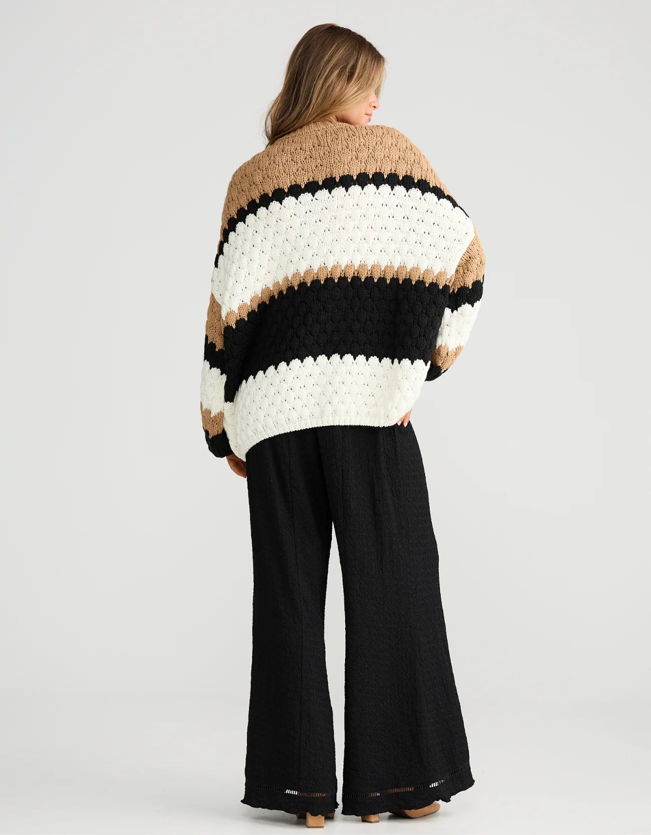 Airlie Knit - Black W Oat Stripe