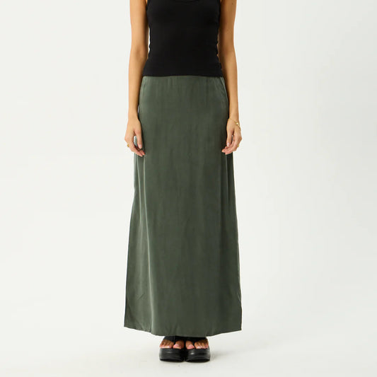 Grace Cupro Maxi Skirt - Deep Green