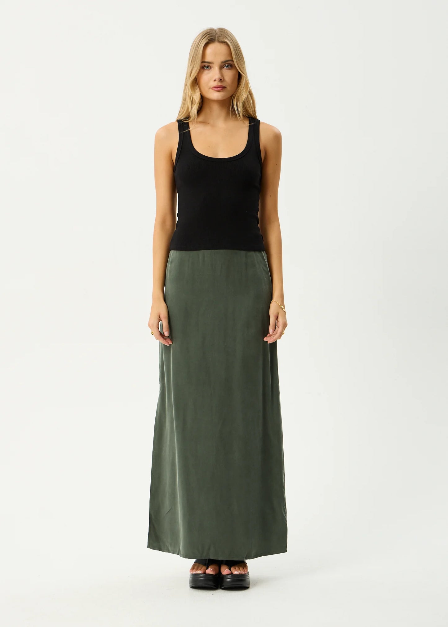 Grace Cupro Maxi Skirt - Deep Green