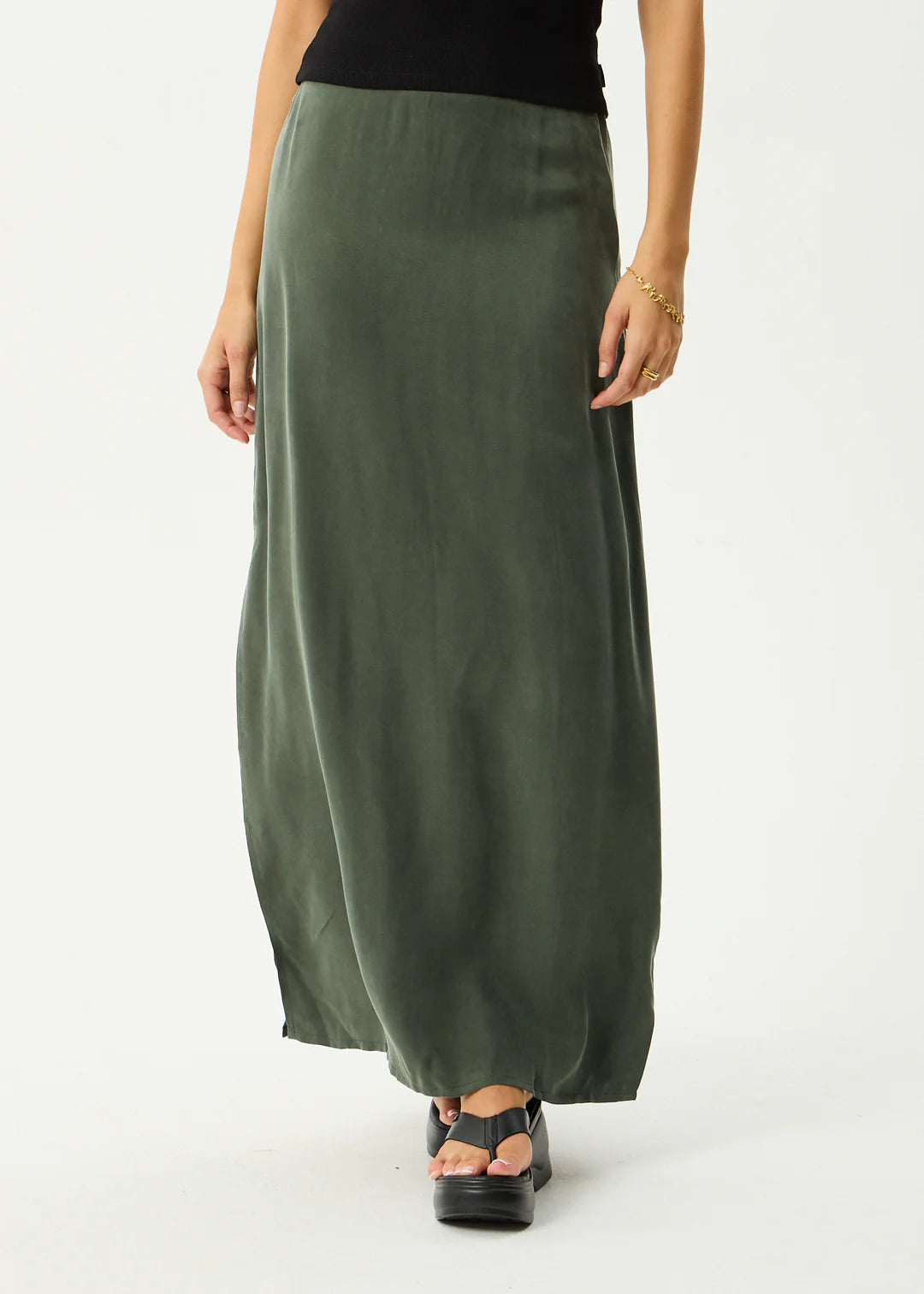 Grace Cupro Maxi Skirt - Deep Green