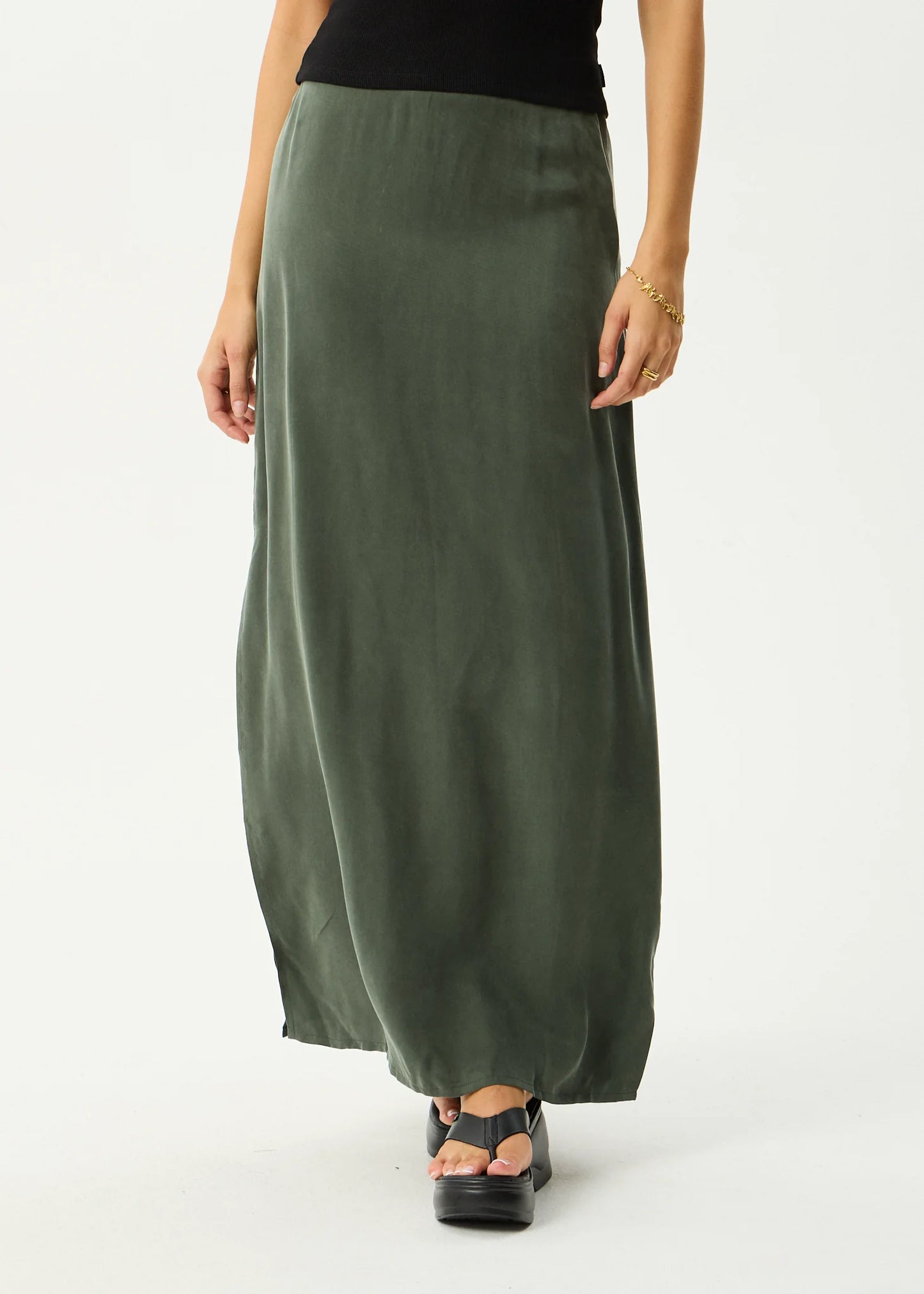 Grace Cupro Maxi Skirt - Deep Green