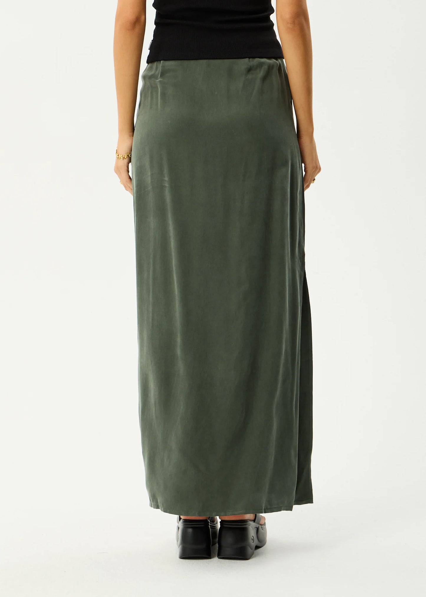 Grace Cupro Maxi Skirt - Deep Green