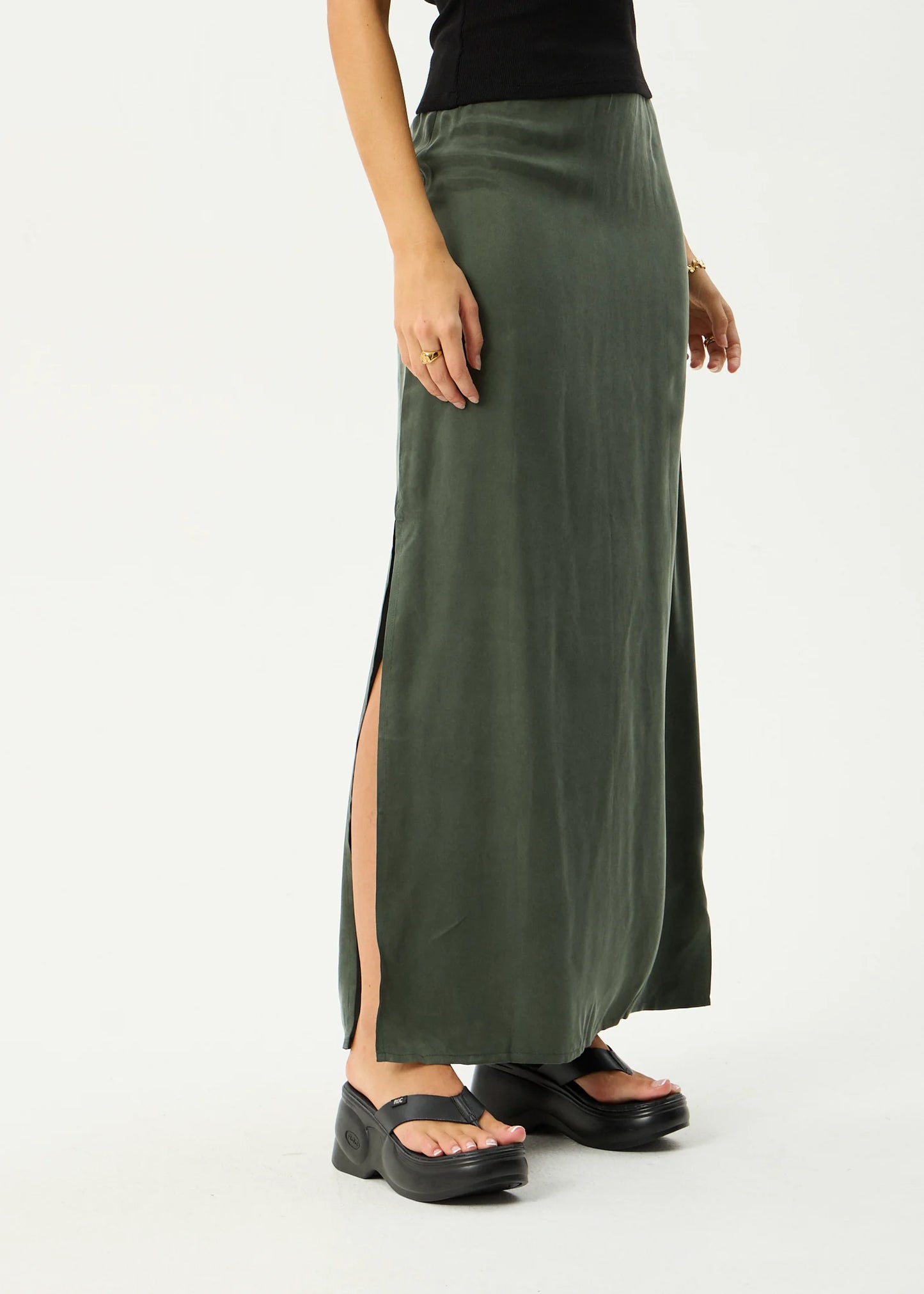 Grace Cupro Maxi Skirt - Deep Green