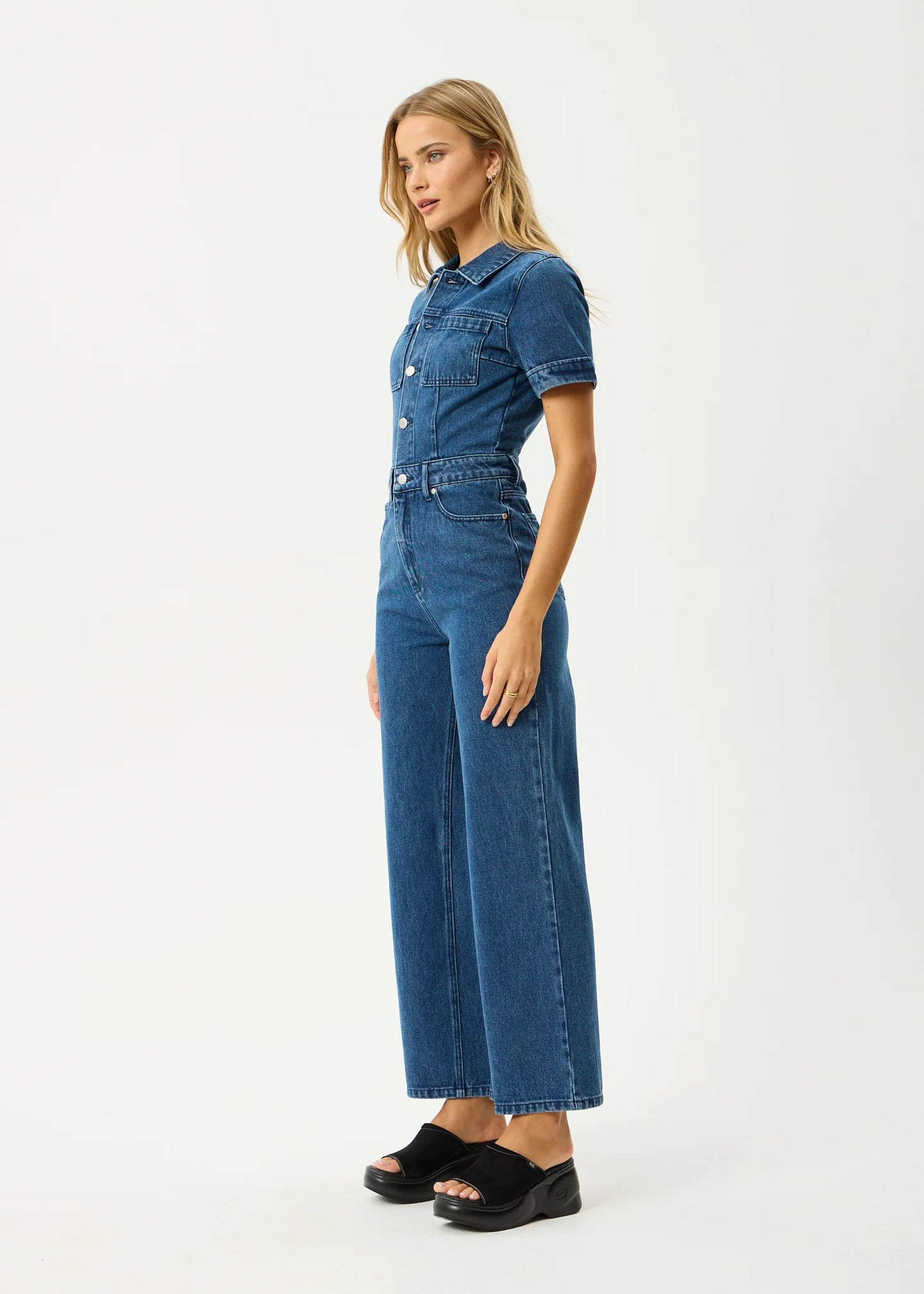 Miami Denim Flared Jumpsuit - Authentic Blue