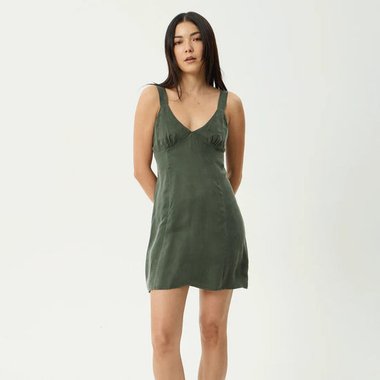 Cupro Mini Dress - Deep Green
