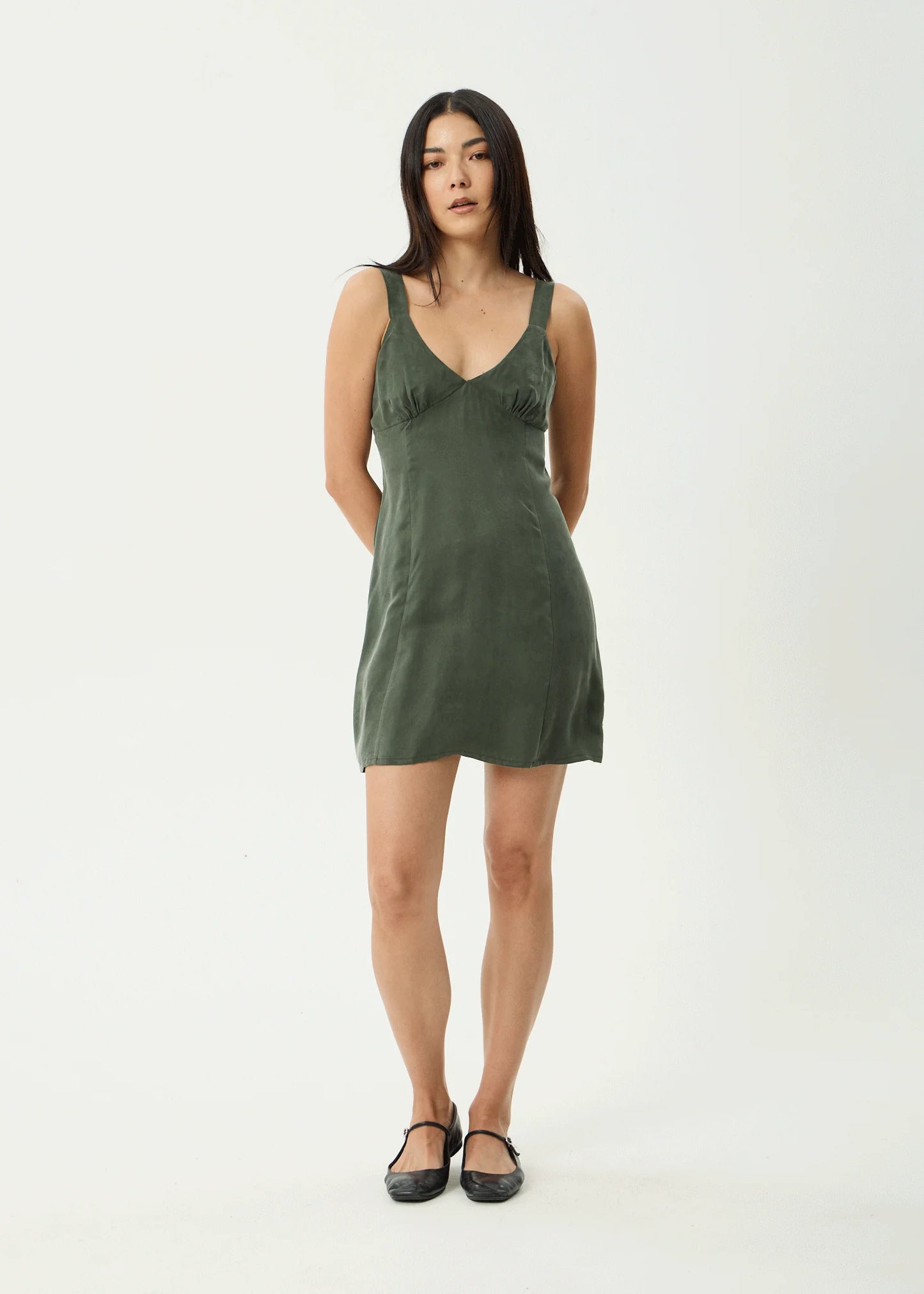 Cupro Mini Dress - Deep Green