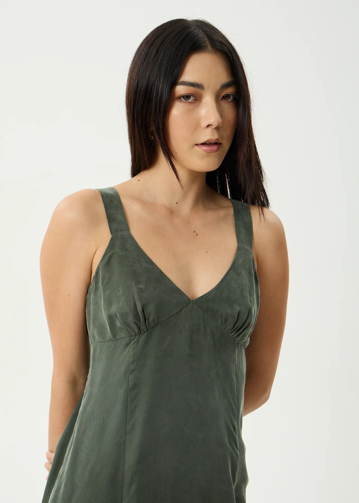 Cupro Mini Dress - Deep Green