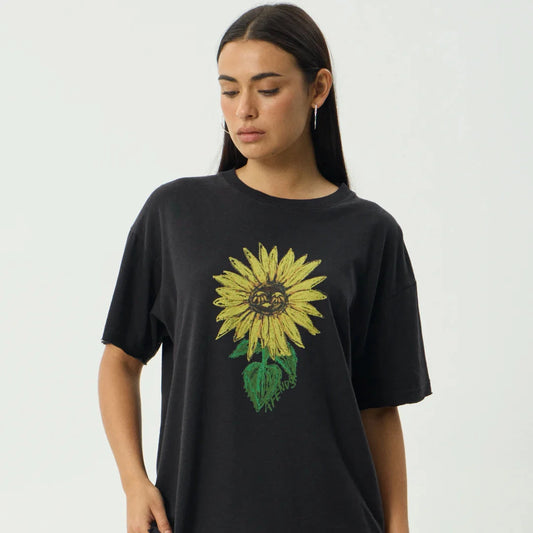 Sunnyflower Hemp Oversized Tee - Stone Black