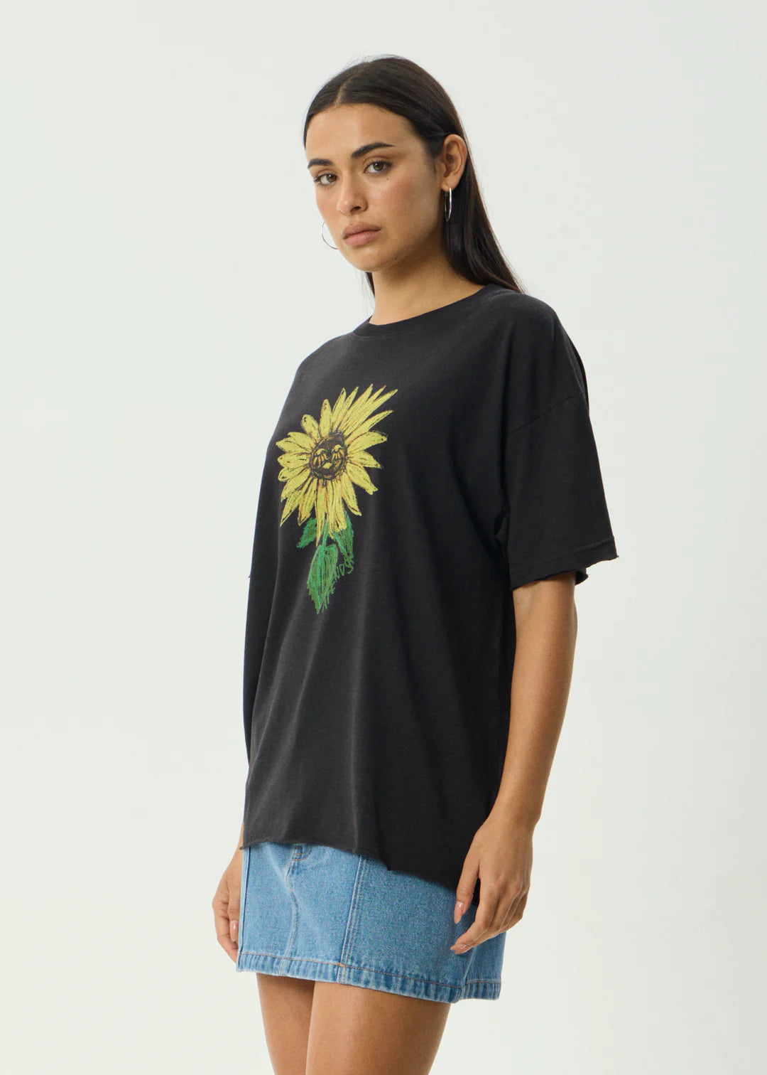 Sunnyflower Hemp Oversized Tee - Stone Black
