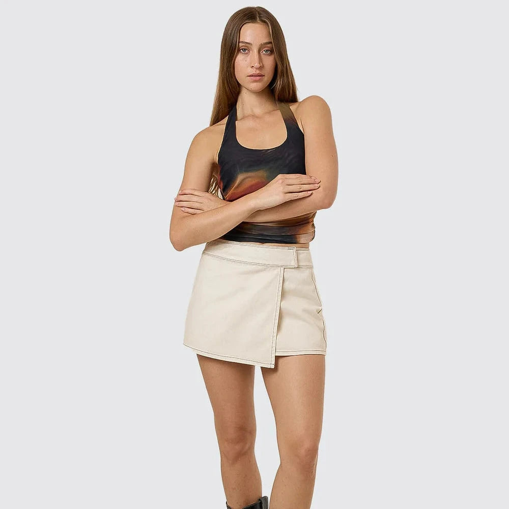 Night Shift Wrap Mini Skirt - Heritage White