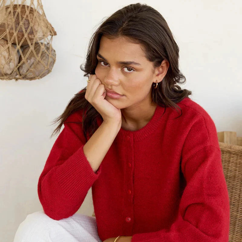 Estelle Fluffy Cardigan - Chilli