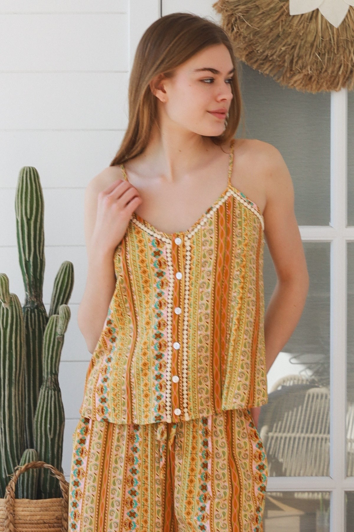 Amara Slip Top - Mustard Paisley - Isabella The Label